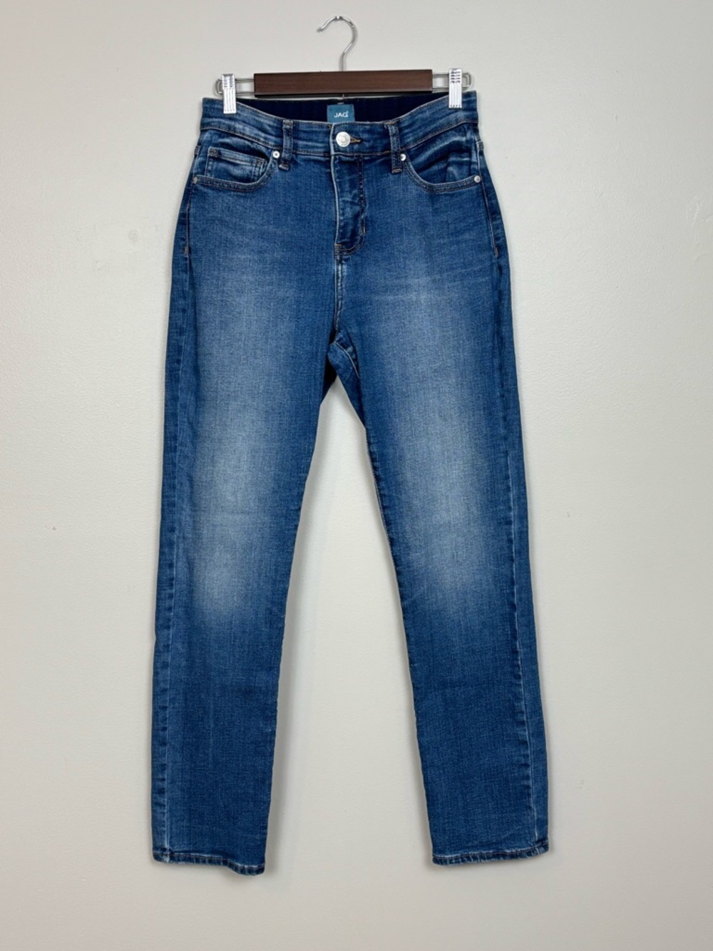 Jag Jeans Womens 4 Blue Stella 30" Straight Leg Medium Wash High Rise Denim
